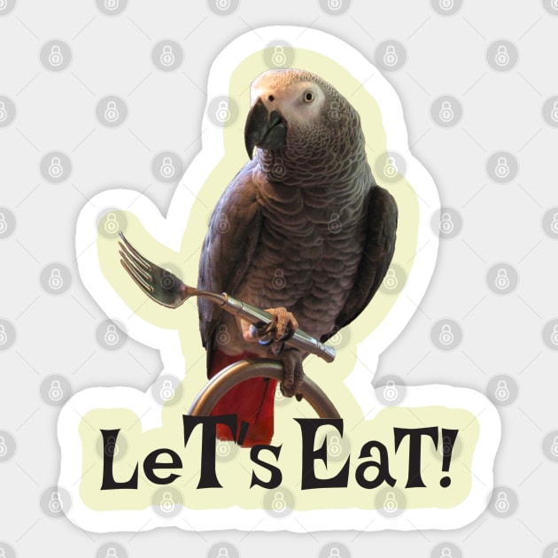 African Grey Parrot Let's Eat Sticker by Einstein Parrot